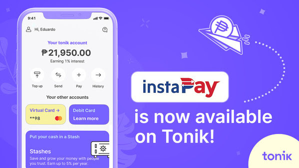 Fund transfers now made easier and faster with Tonik via InstaPay